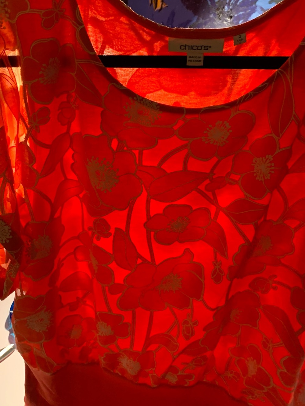 Chico's Coral Orange Floral Knit Top